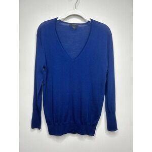 J. Crew Blue Lightweight Merino Wool V Neck Sweater Size S